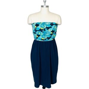 Milky Way Bandeau Maternity and Nursing Dress Size Medium Blue and Yellow
